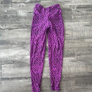 Vibrant Purple Snake Print Leggings Scrunch Butt with Matching cropped top